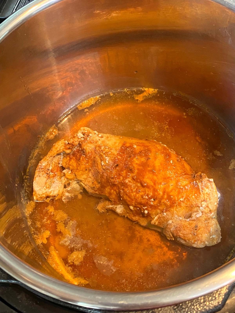 cooked pork tenderloin in pressure cooker