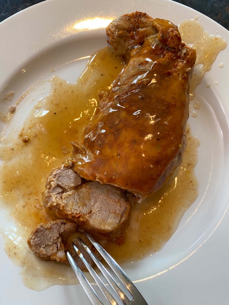 cooked pork tenderloin with gravy