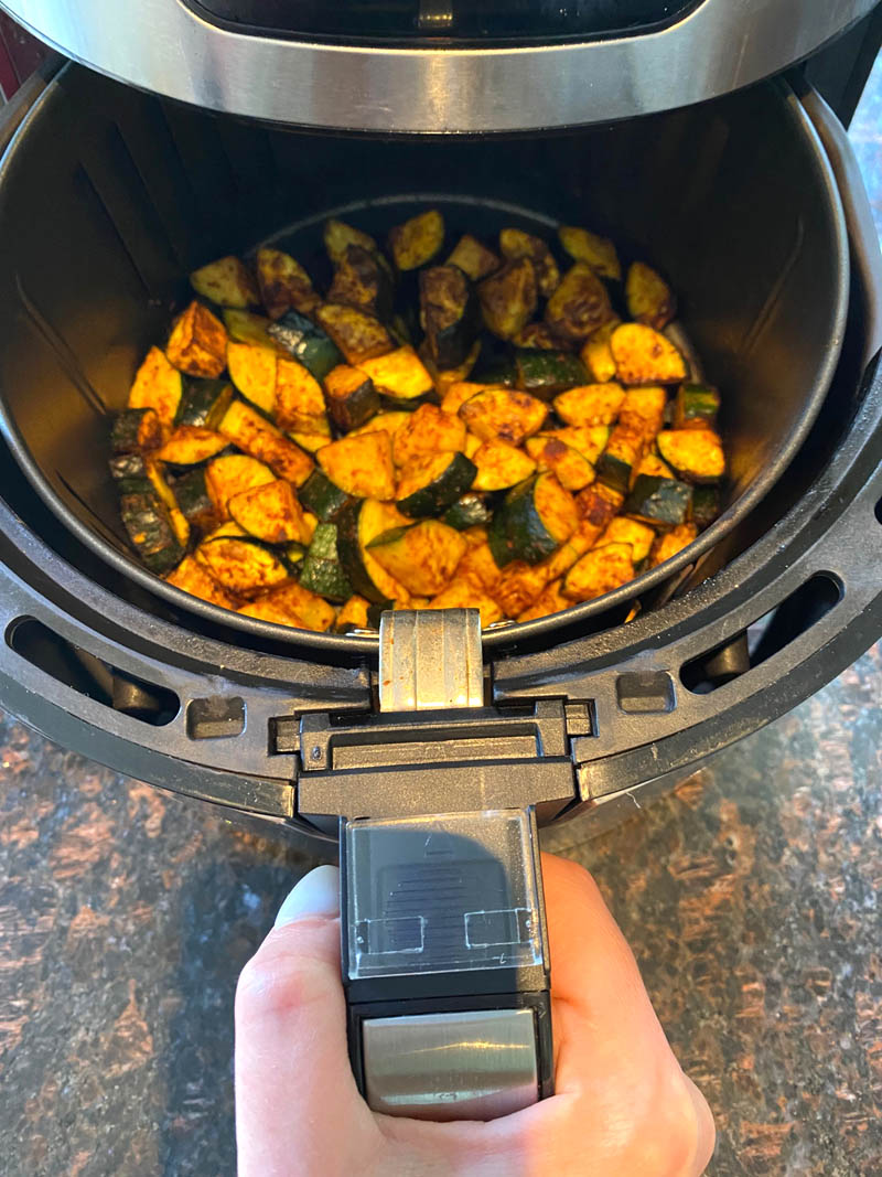 Spicy zucchini in an air fryer.