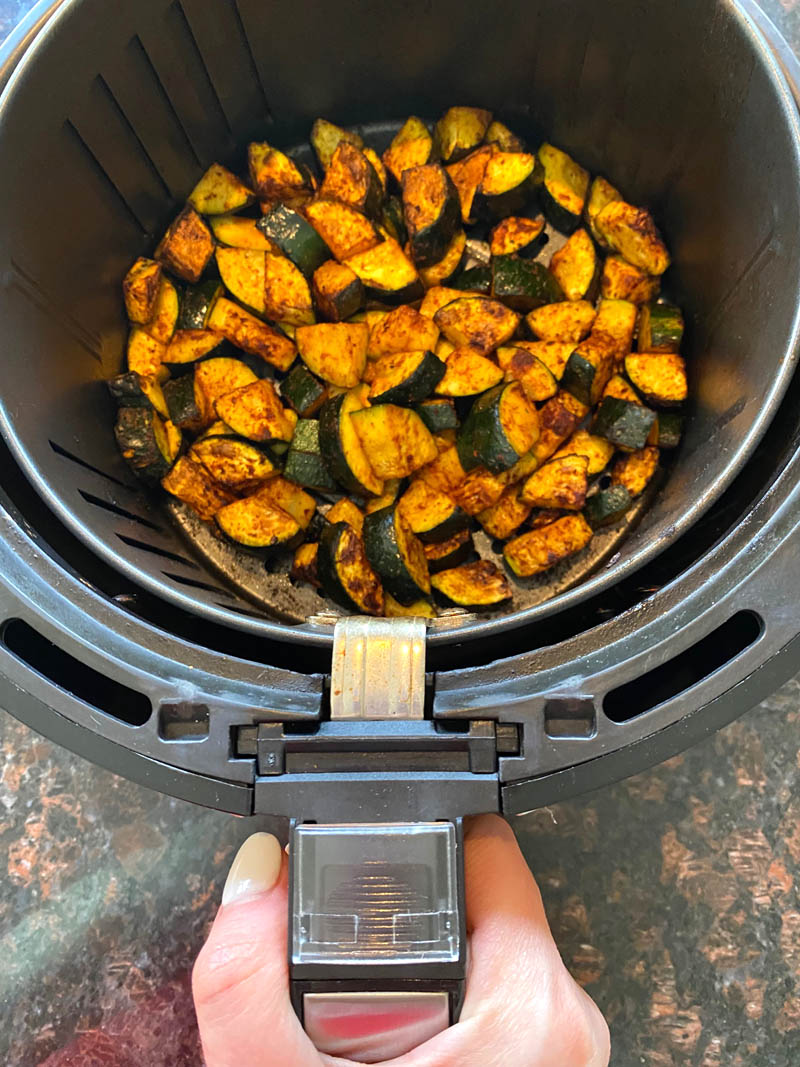 Spicy zucchini in an air fryer.