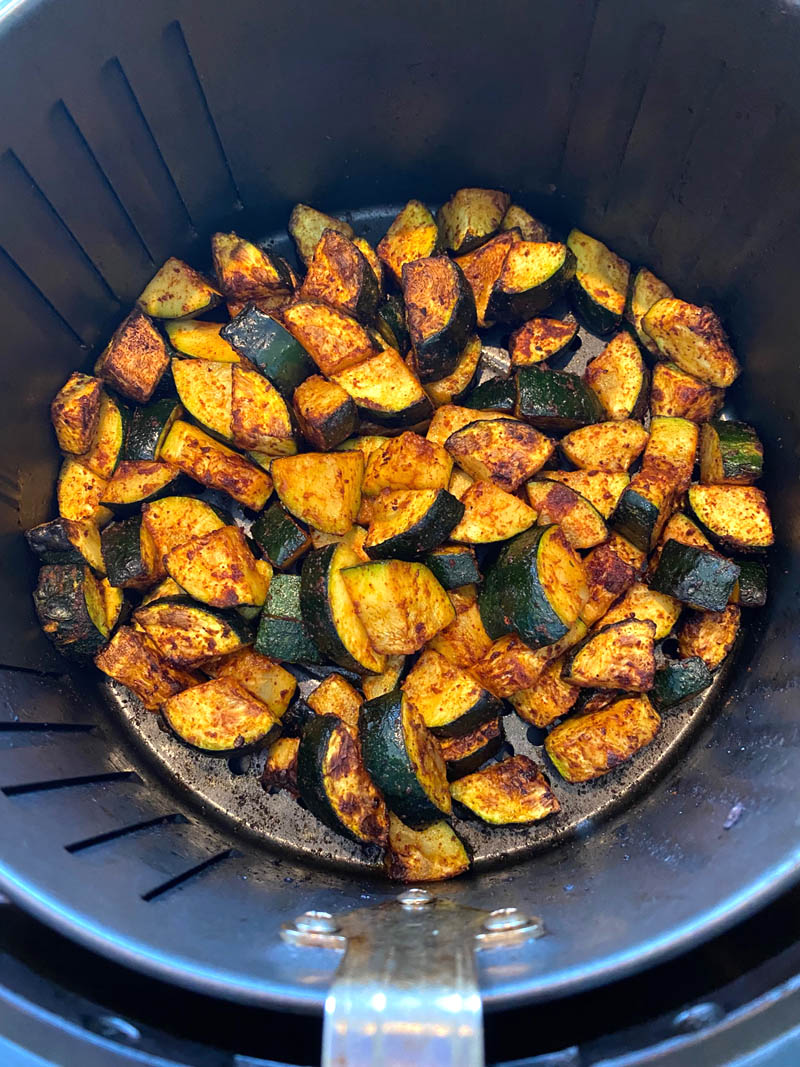 Spicy zucchini in an air fryer.