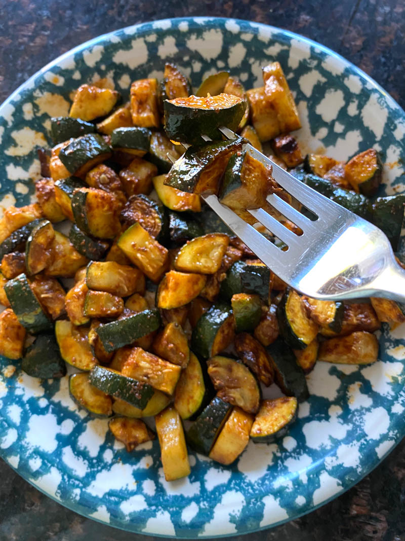 Plate of spicy zucchini.