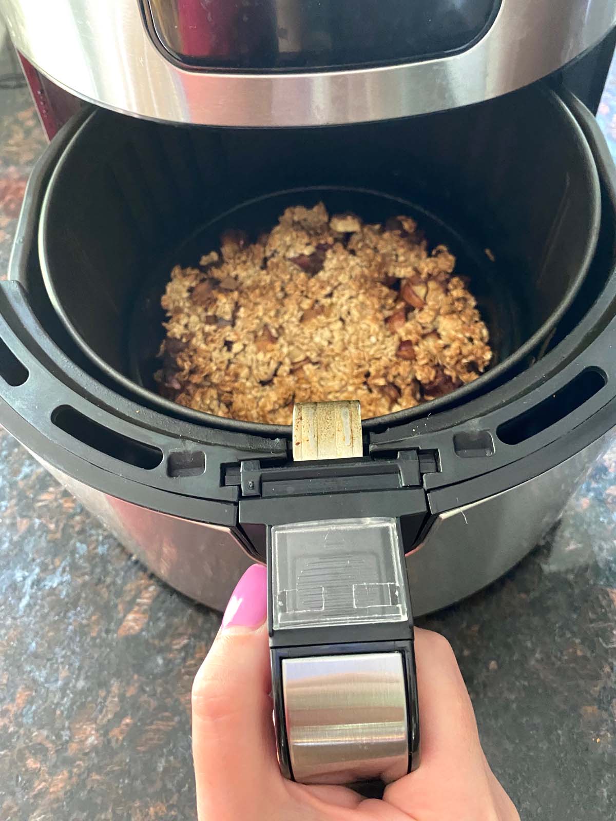 Apple crumble in an air fryer.