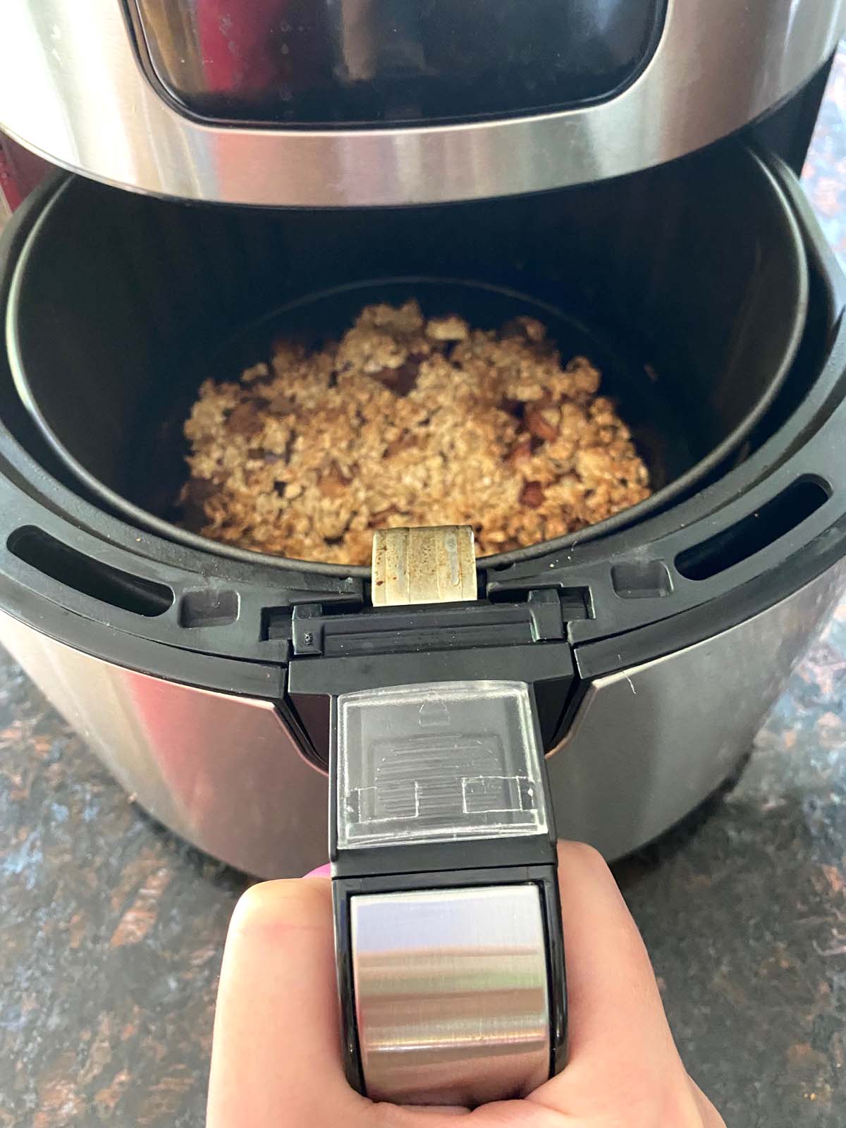 Apple crumble in an air fryer.