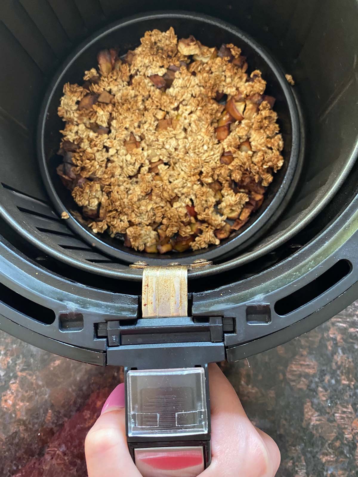 Apple crumble in an air fryer.