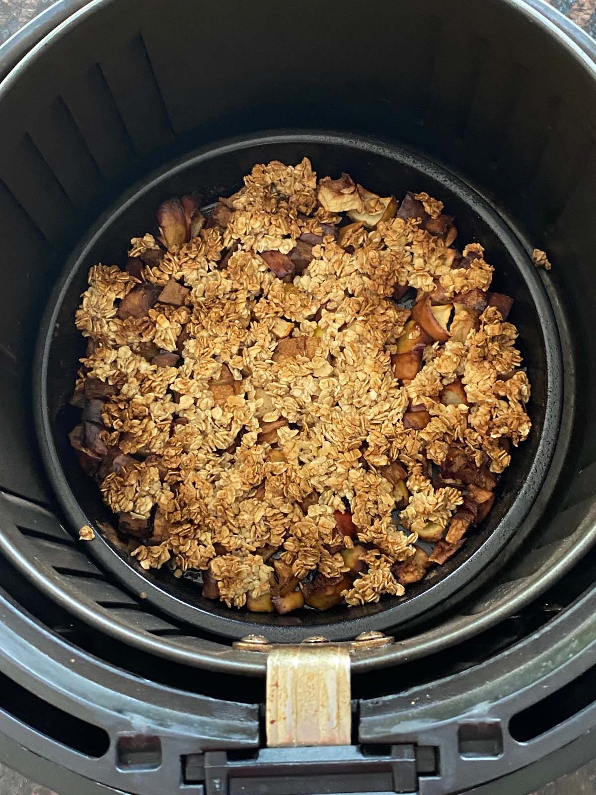 Apple crumble in an air fryer.