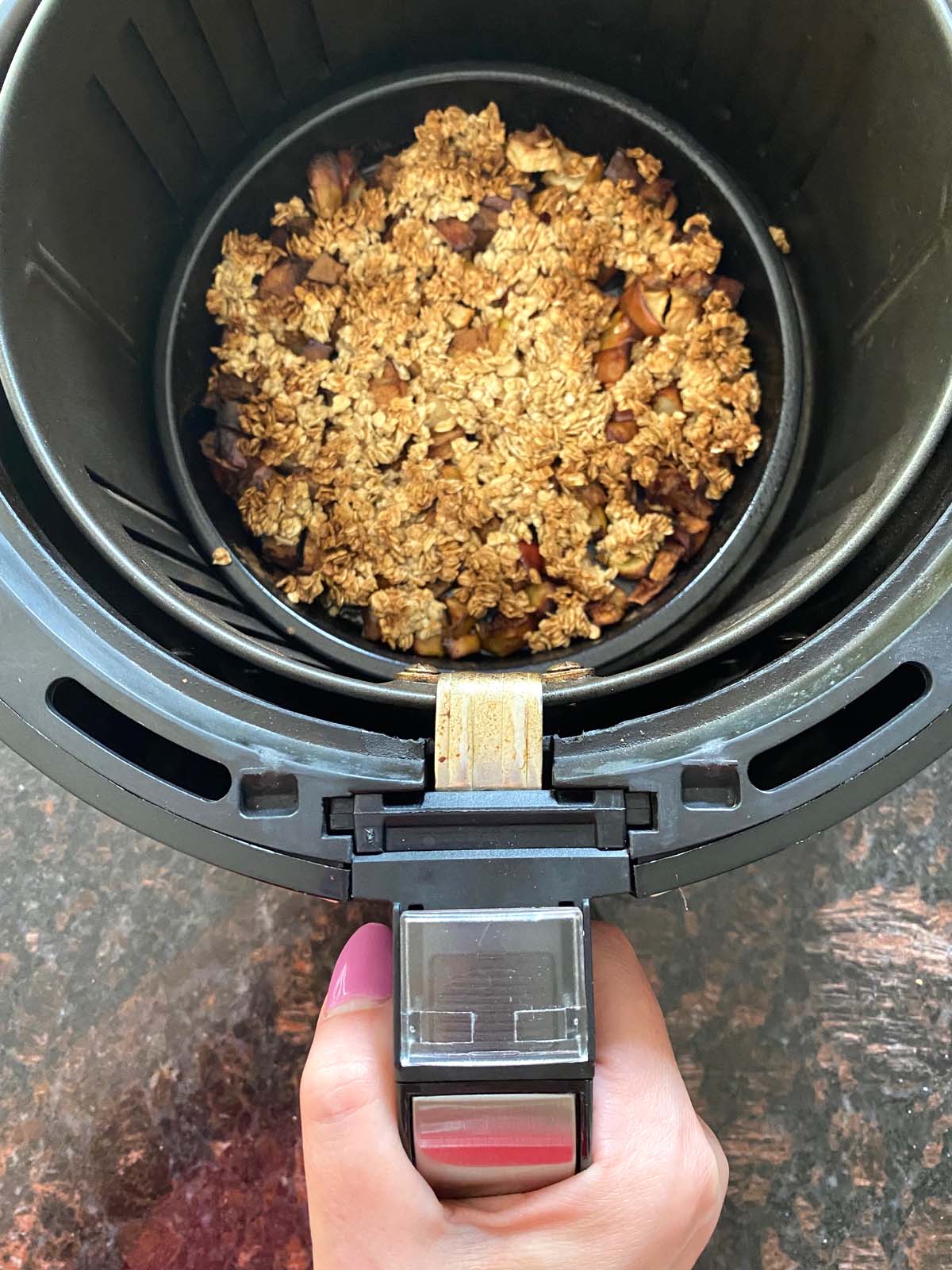 Apple crumble in an air fryer.