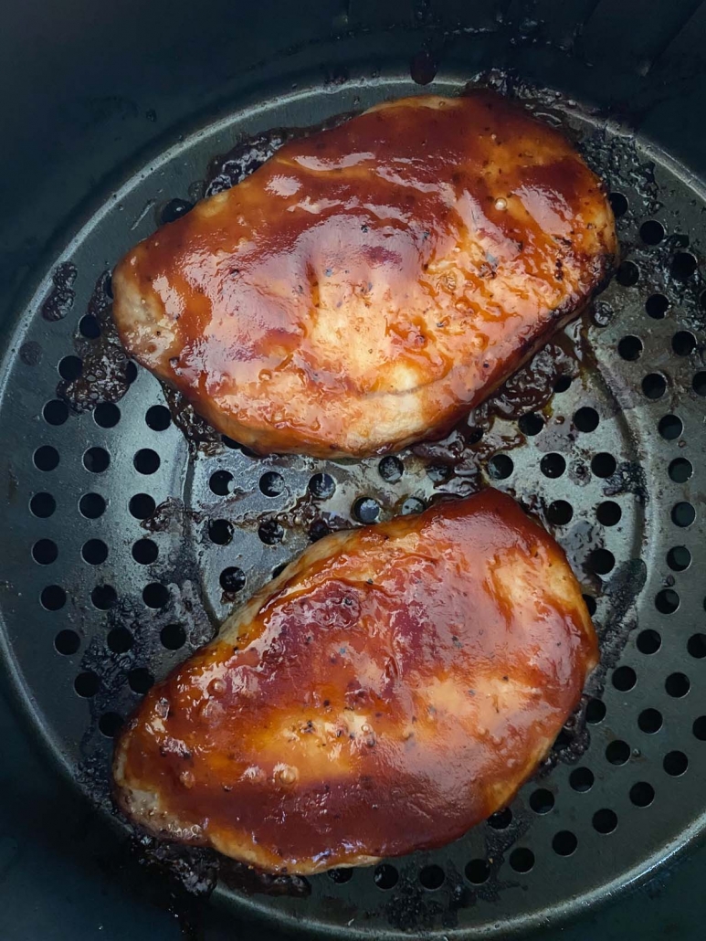 cooked bbq pork chops in air fryer