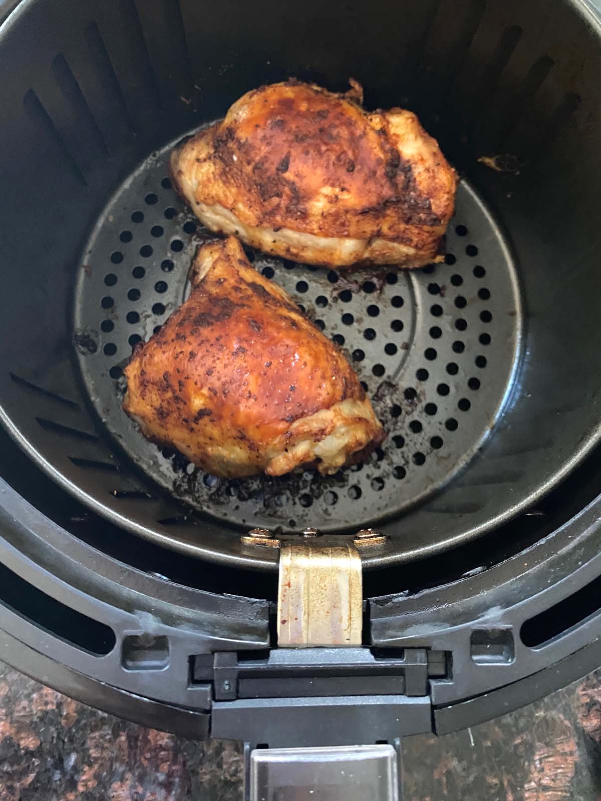 Cooked chicken thighs in air fryer. 