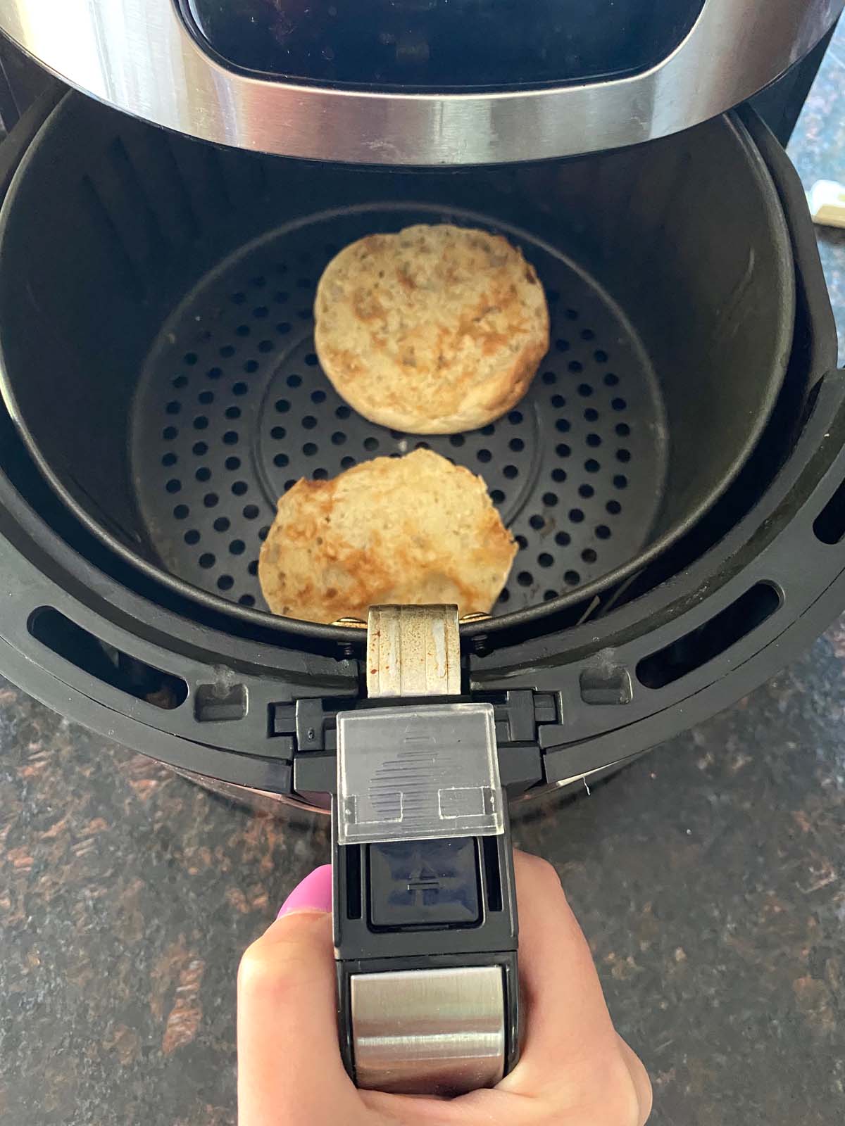 Toasted english muffin in the air fryer.