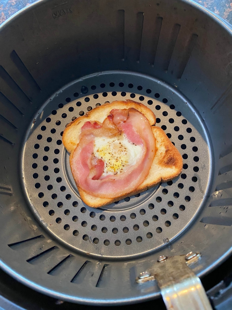 Air Fryer Bacon And Egg Toast Melanie Cooks