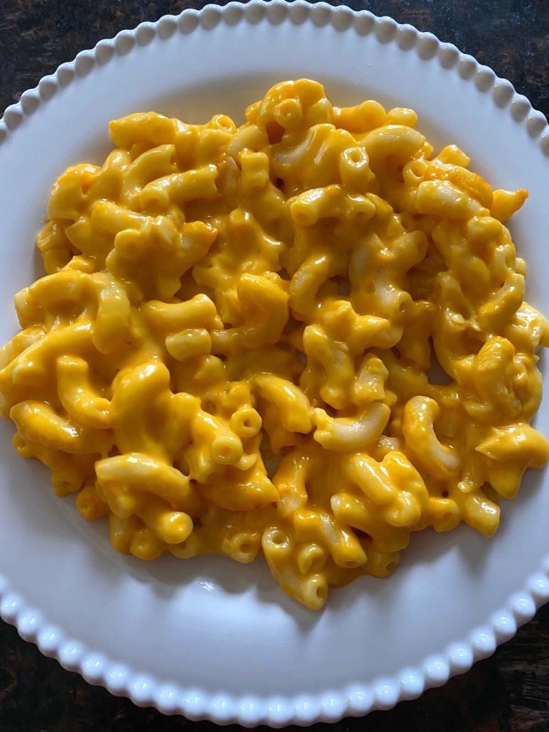 creamy mac and cheese on a plate