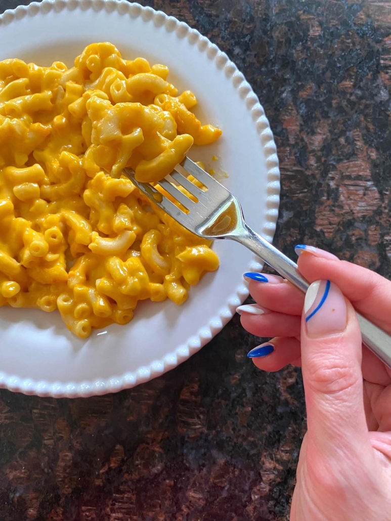 cooked mac and cheese on a plate