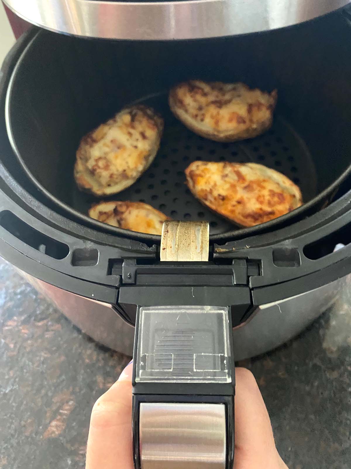Twice baked potatoes in an air fryer.