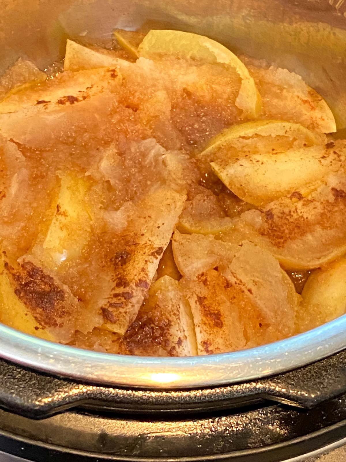 Cooked cinnamon apples in an Instant Pot.