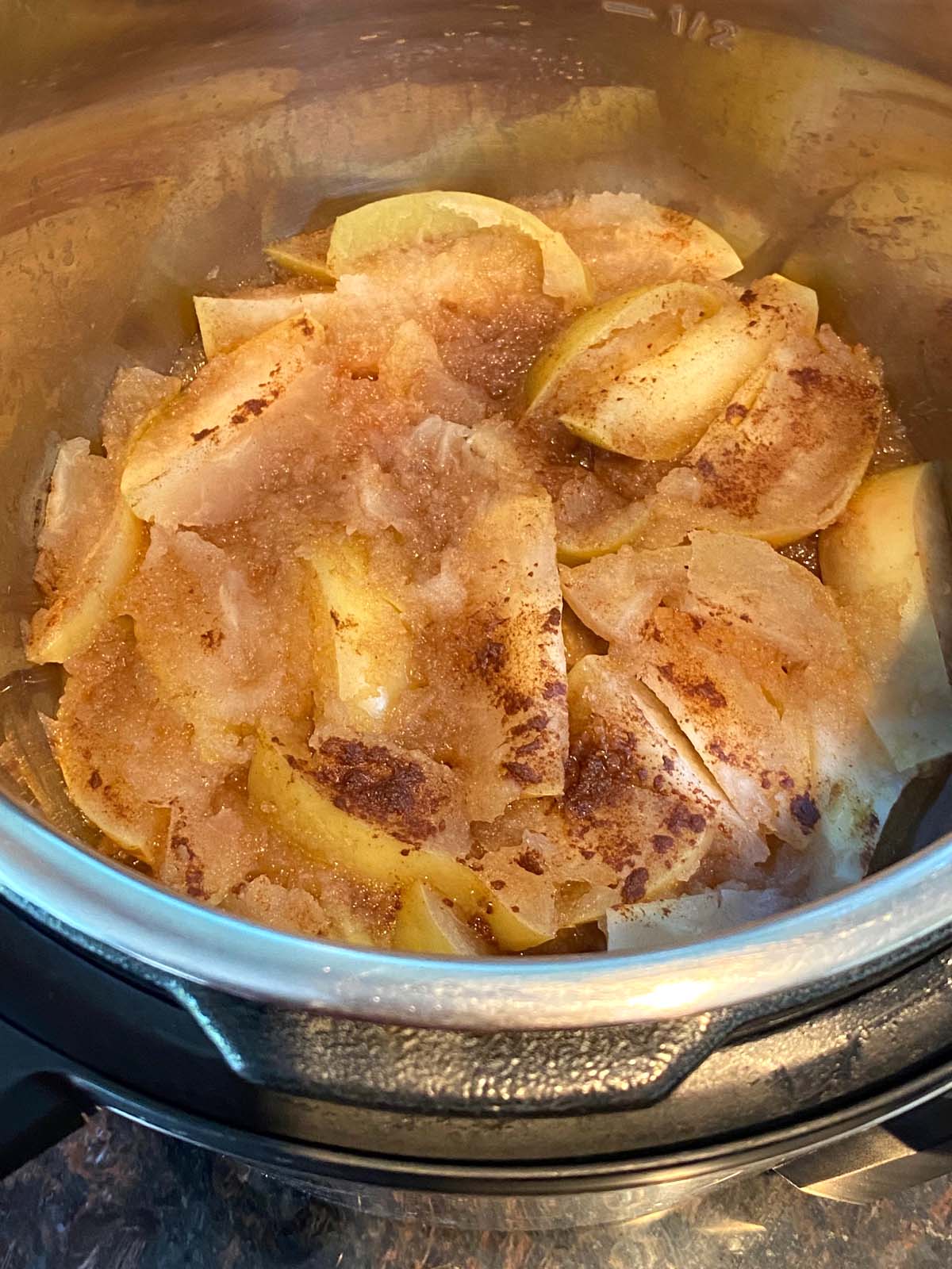 Cooked cinnamon apples in an Instant Pot.