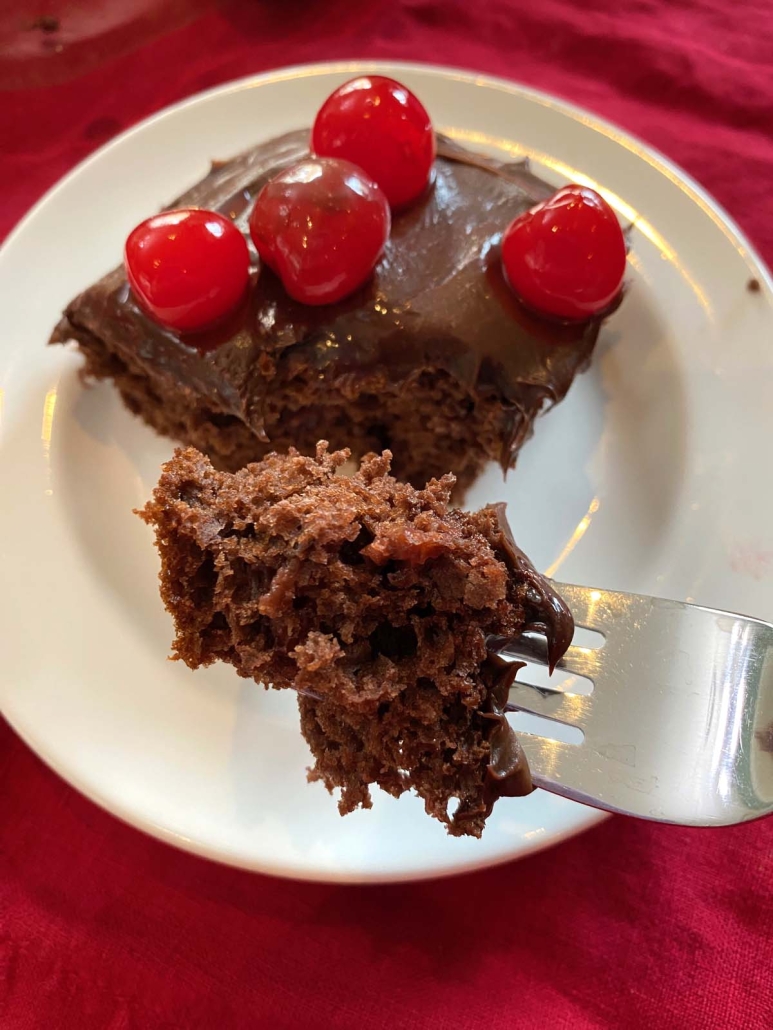 piece of chocolate cherry dump cake
