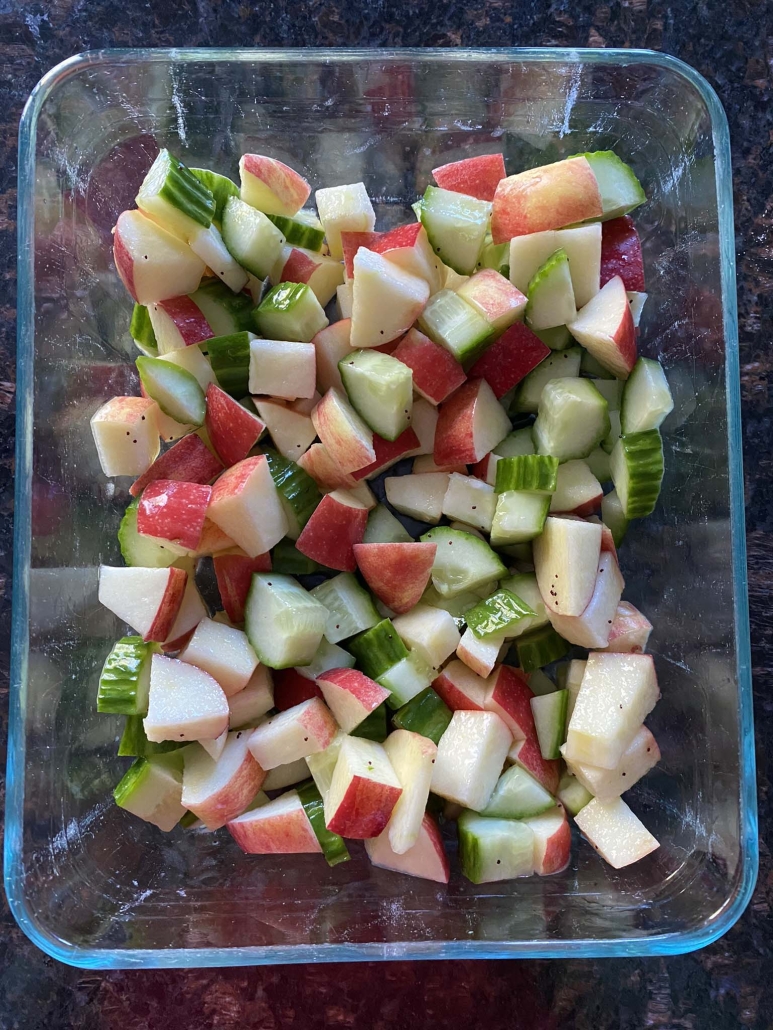 cucumber and apple salad with raspberry vinaigrette