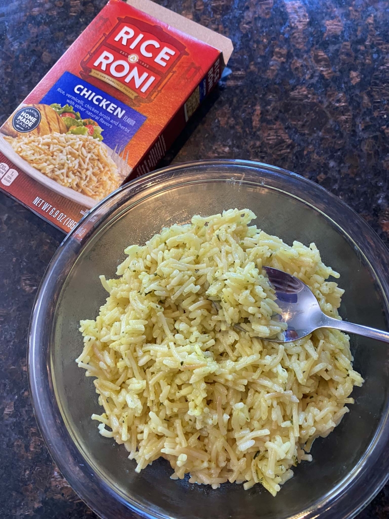 Instant Pot Rice-A-Roni next to package