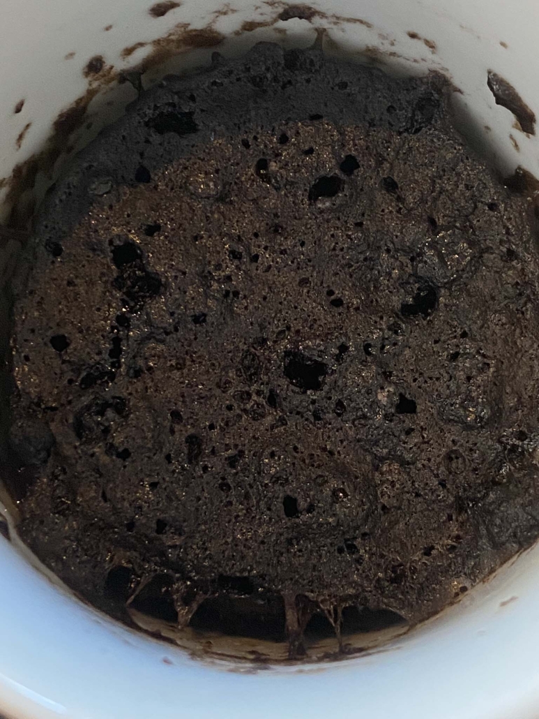 close-up of Oreo mug cake