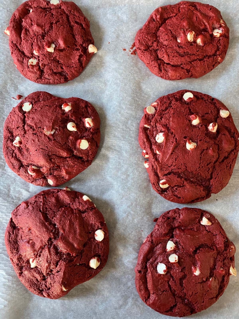 baking sheet with cookies on it