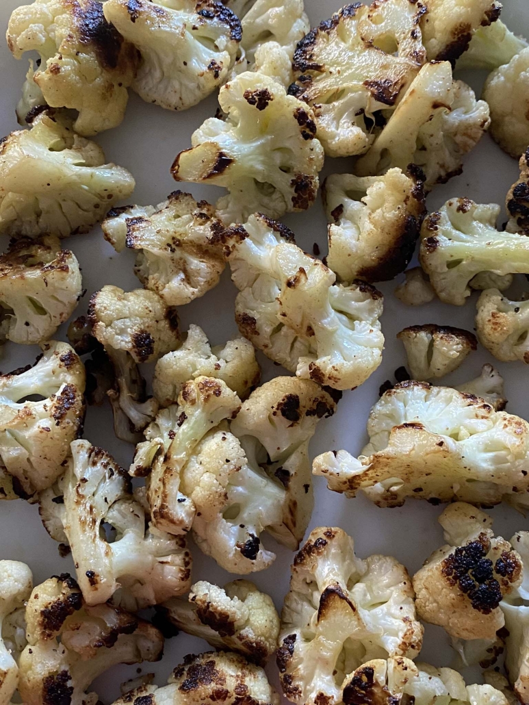close-up of sautéed cauliflower