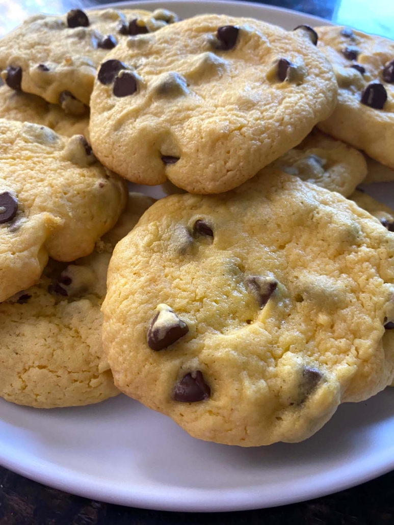 plate of yellow cake mix cookies