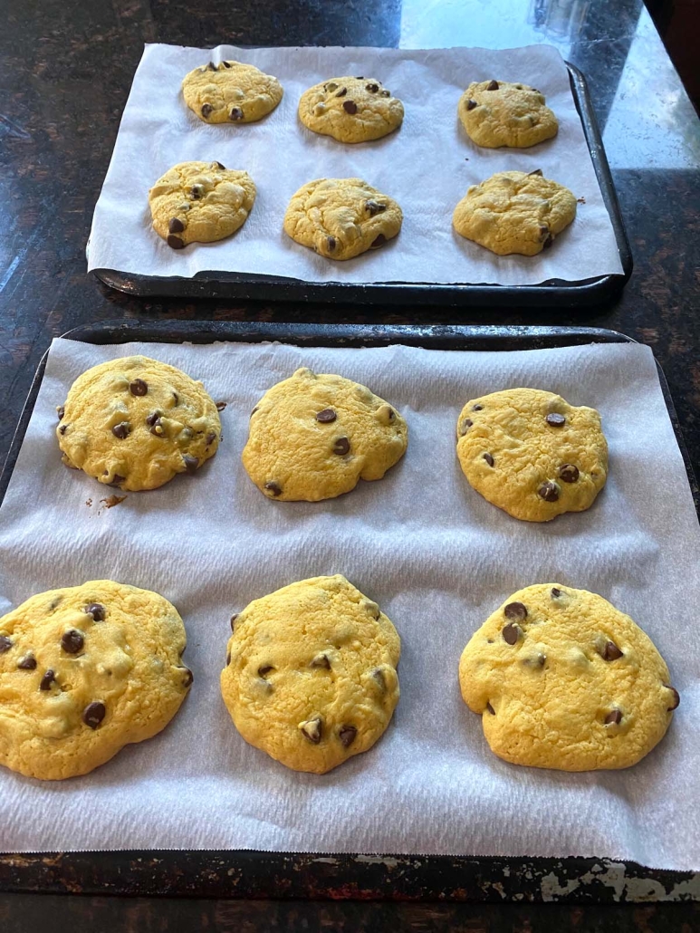 baked cake mix cookies on baking sheets