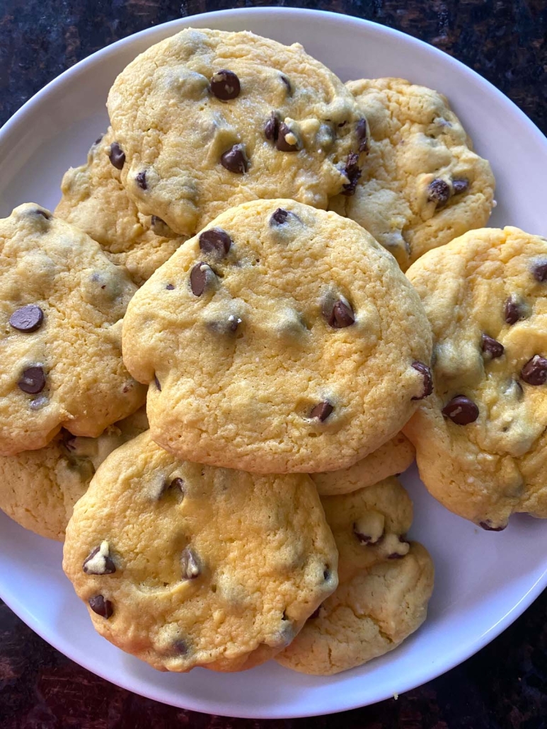 baked cake mix cookies with chocolate chips