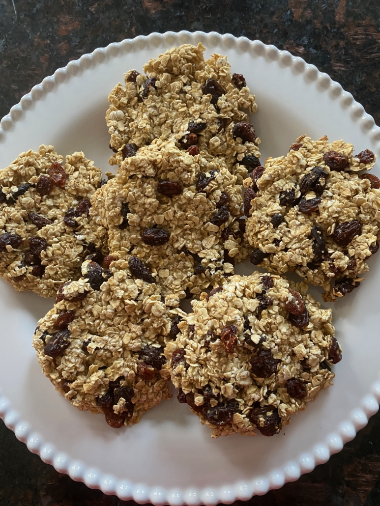 plate of applesauce oatmeal raisin cookies