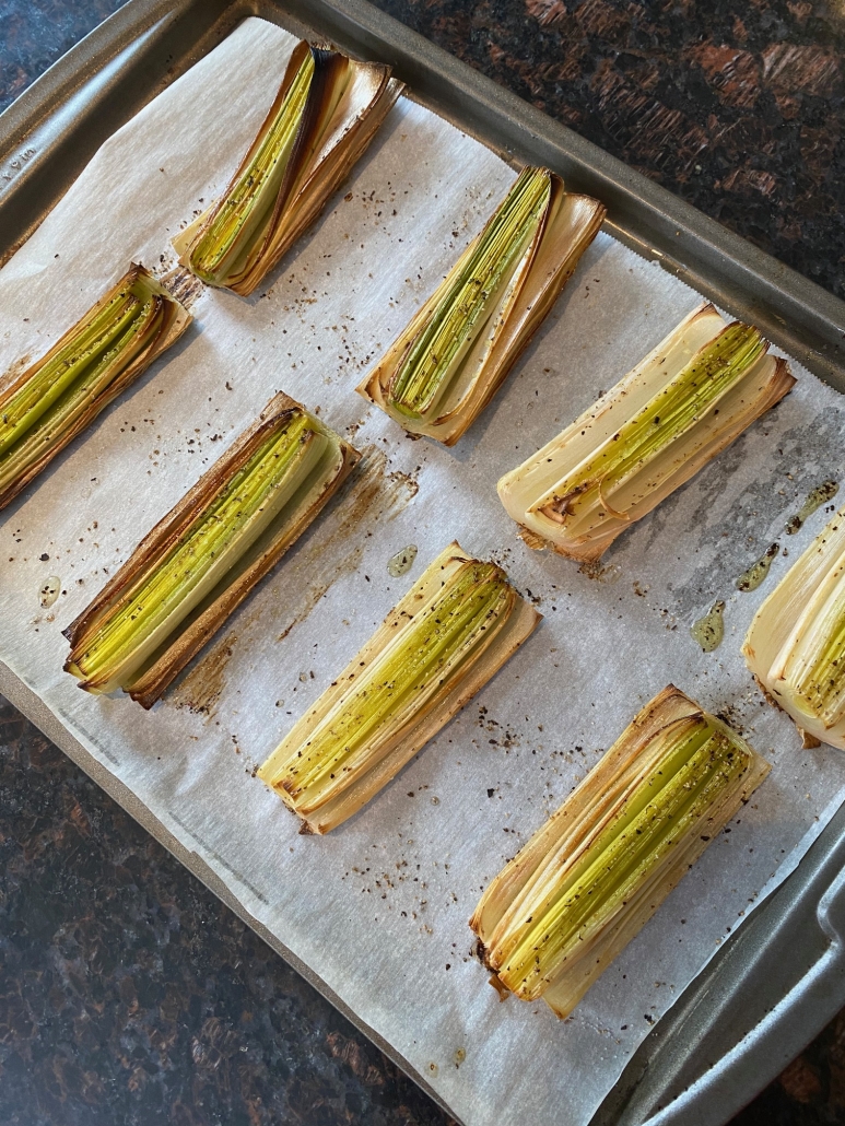 roasted leeks cooked in oven