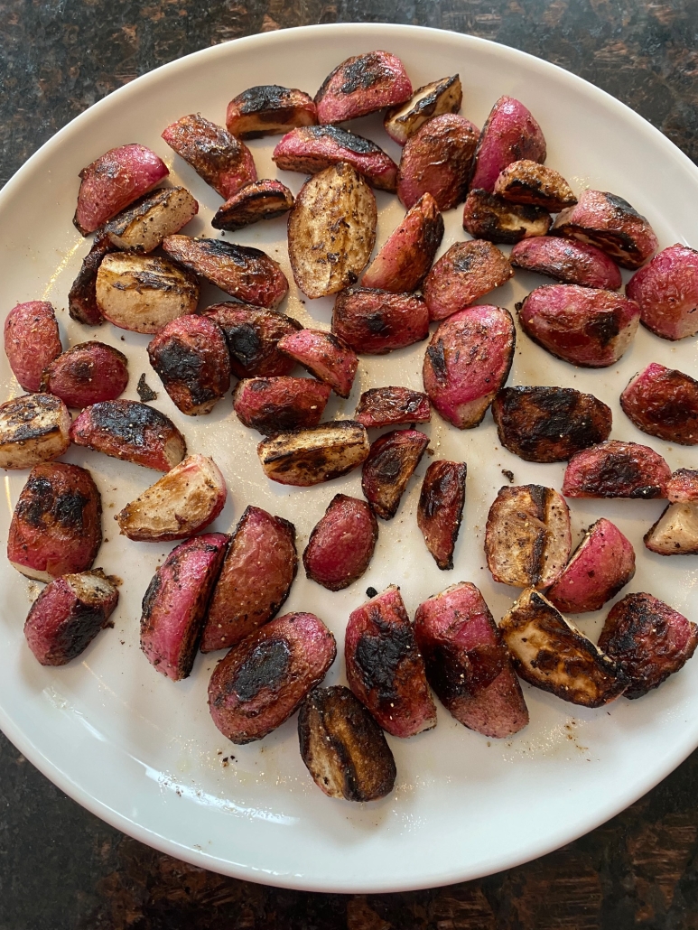 pan fried radishes on a plate