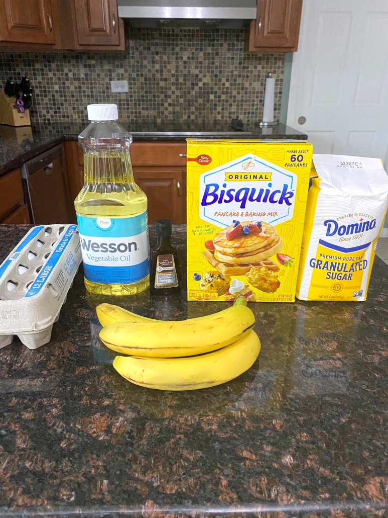ingredients for Bisquick Banana Bread