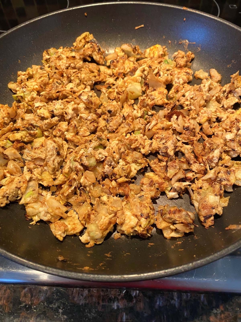 Cabbage And Eggs in skillet