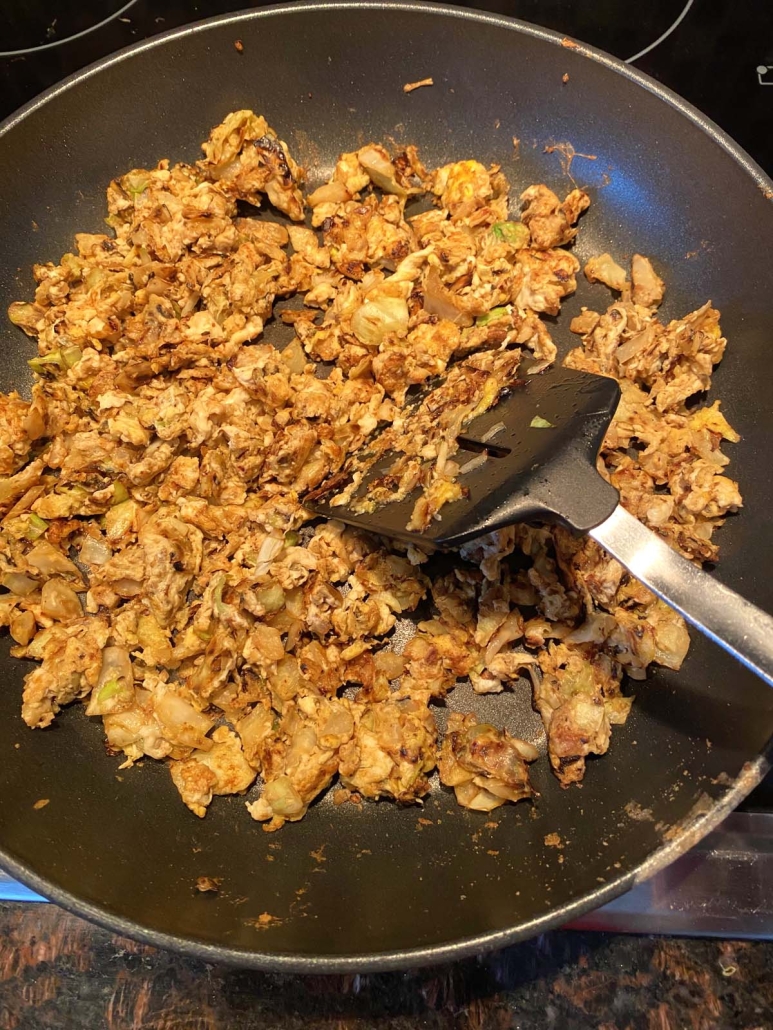 easy lunch of Cabbage And Eggs in a skillet