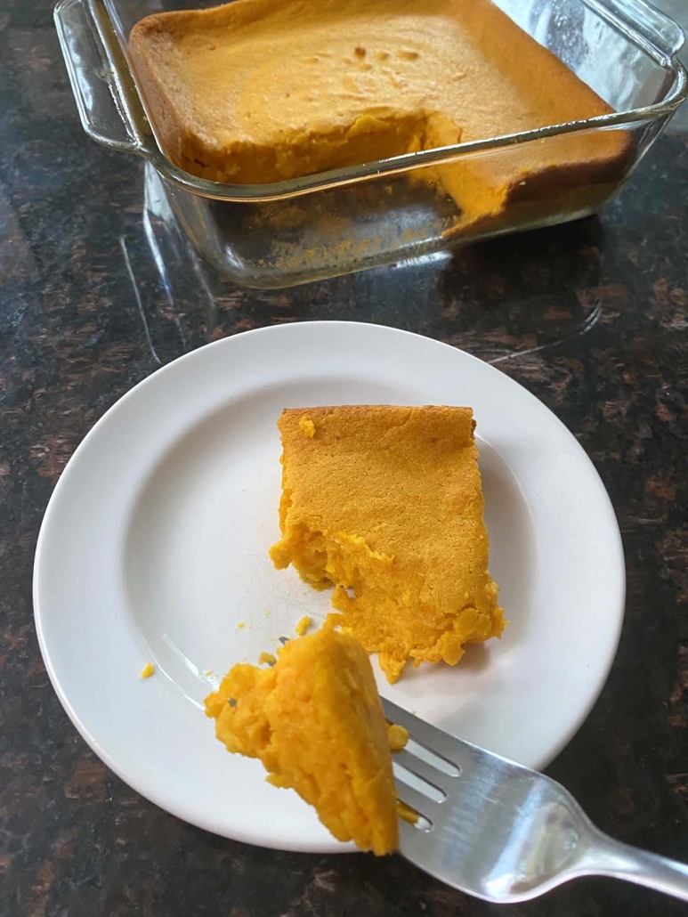 piece of Carrot Soufflé on plate