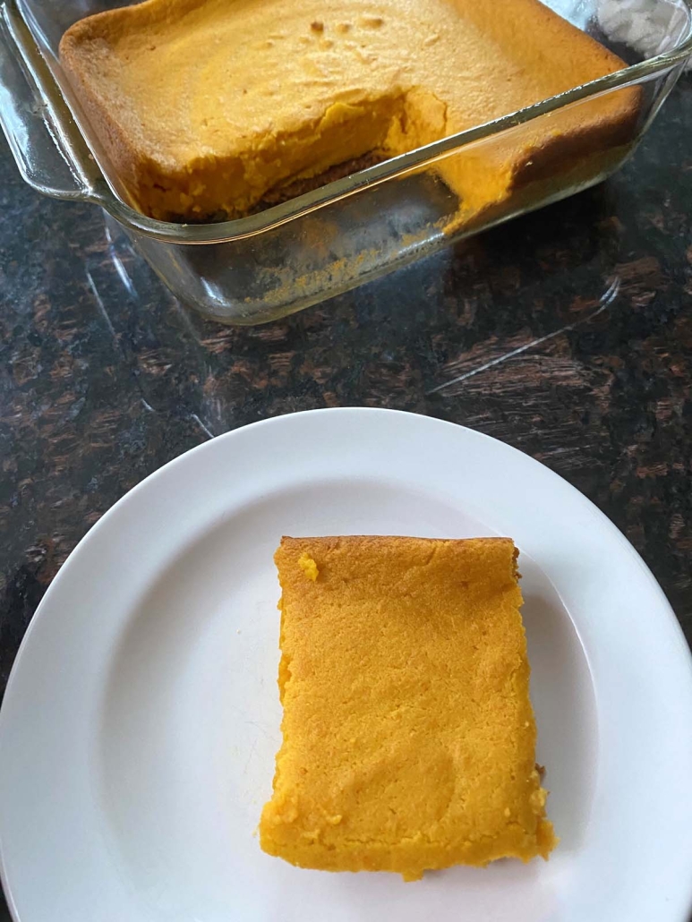 slice of carrot soufflé on a plate