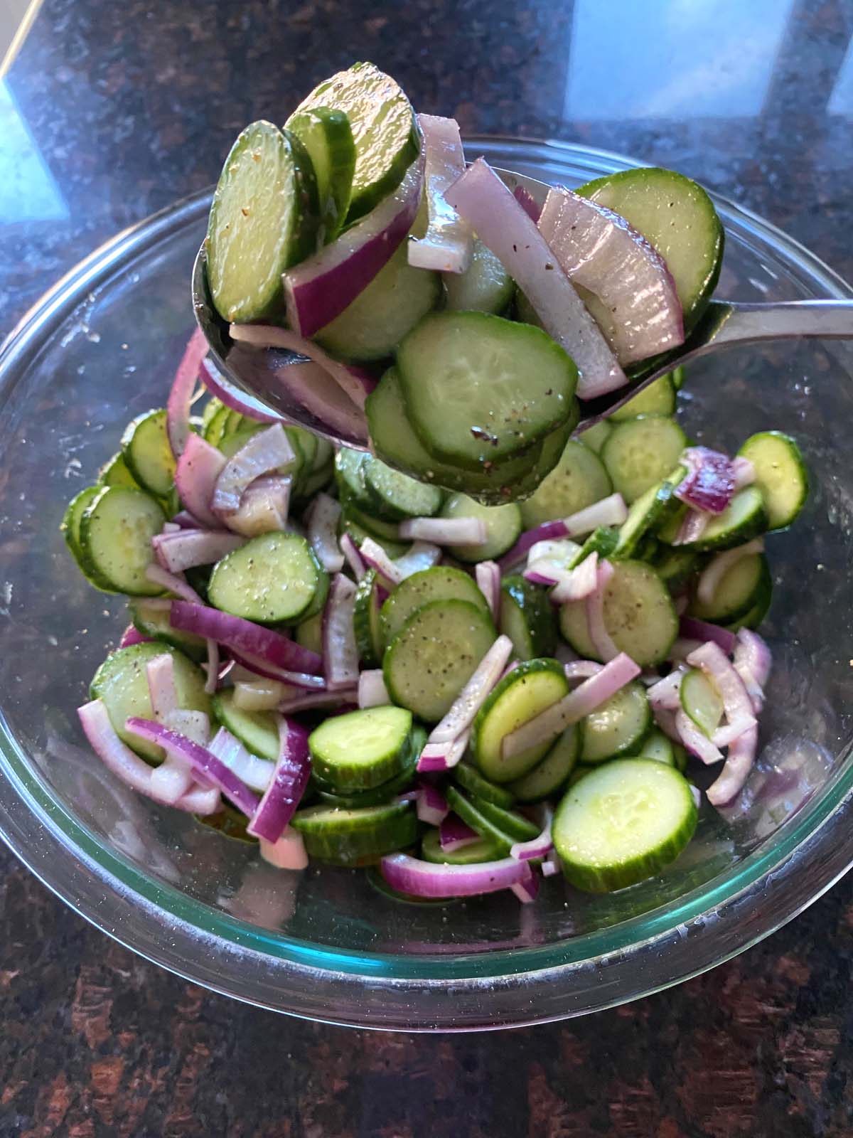 Cucumber and red onion salad.