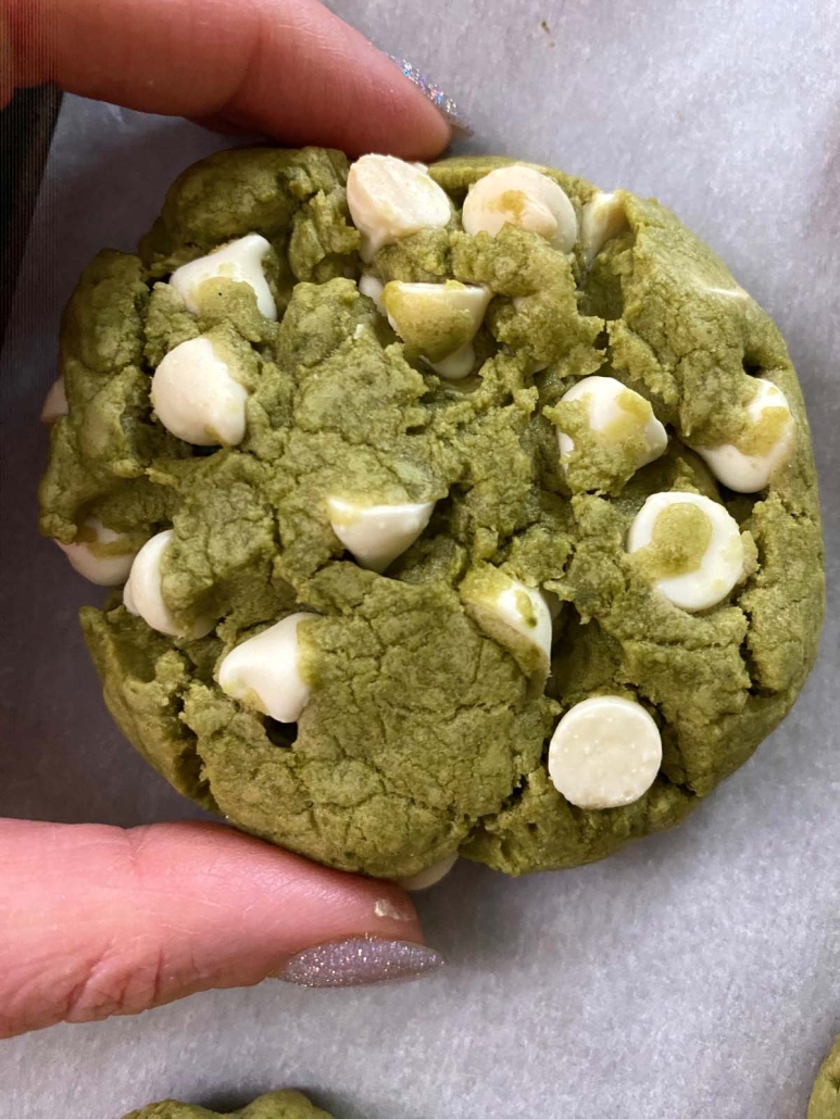 close-up of matcha cookie
