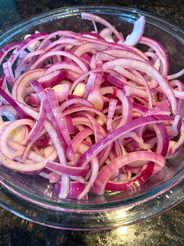 bowl of Mexican Pickled Red Onions