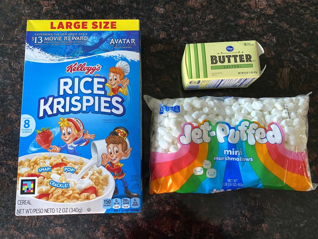 ingredients for Microwave Rice Krispie Treats