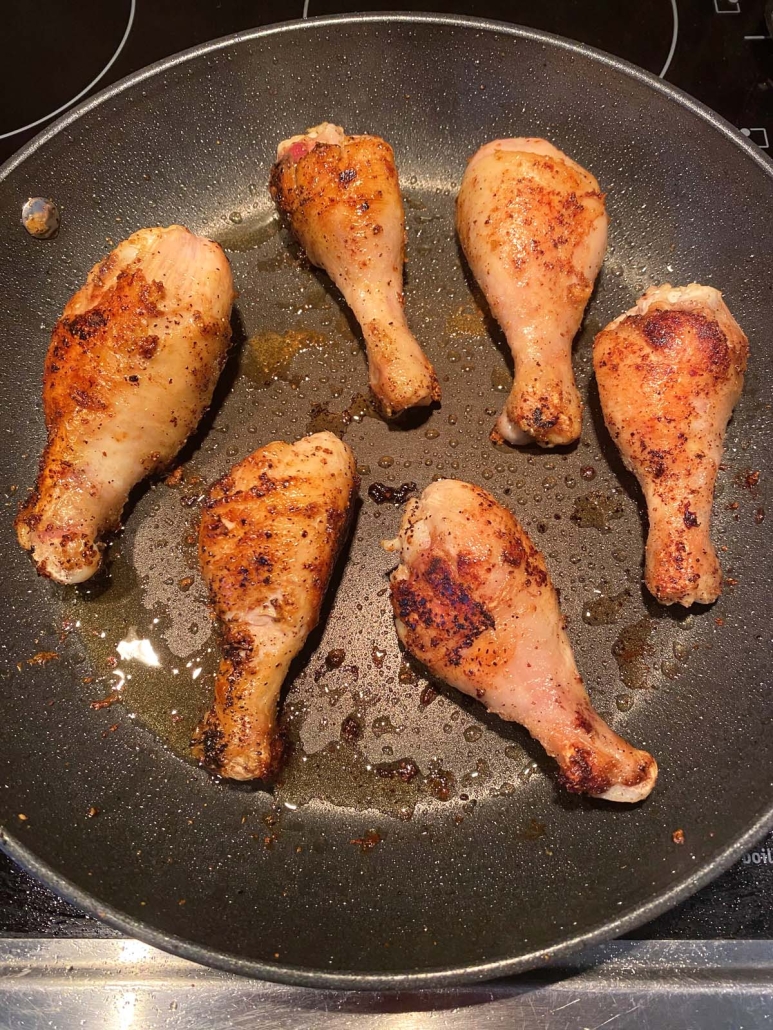 seasoned drumsticks pan frying