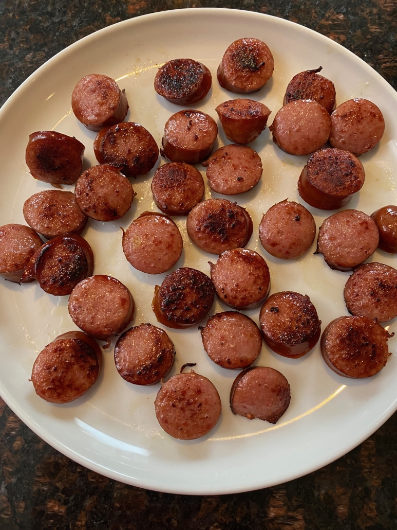 Pan Fried Kielbasa on a plate