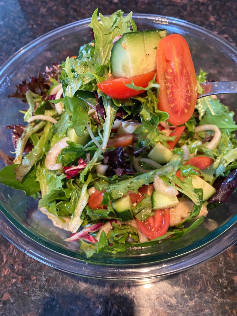 Spring Mix Salad with balsamic vinegar and olive oil dressing