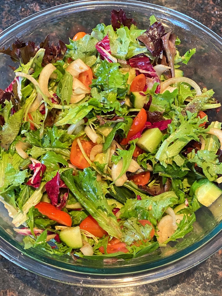 Spring Mix Salad in a serving bowl