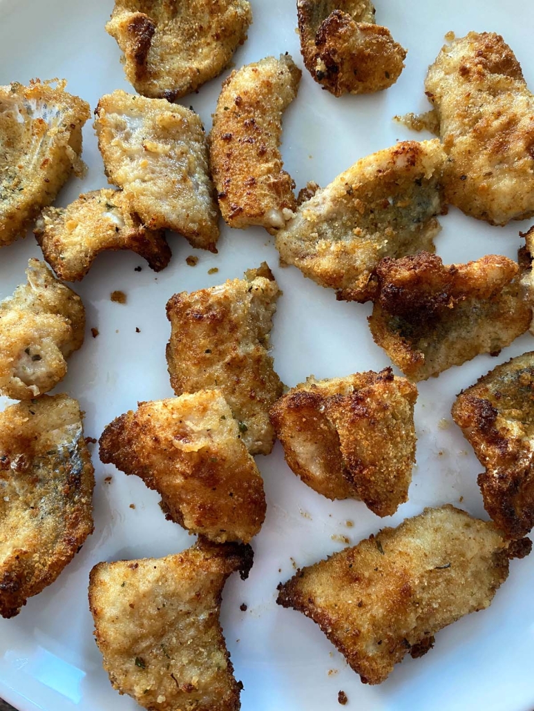 seasoned and breaded Air Fryer Catfish Nuggets on a plate