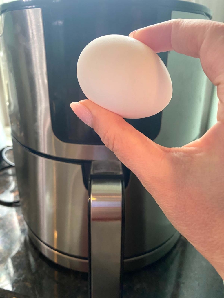 egg in front of air fryer