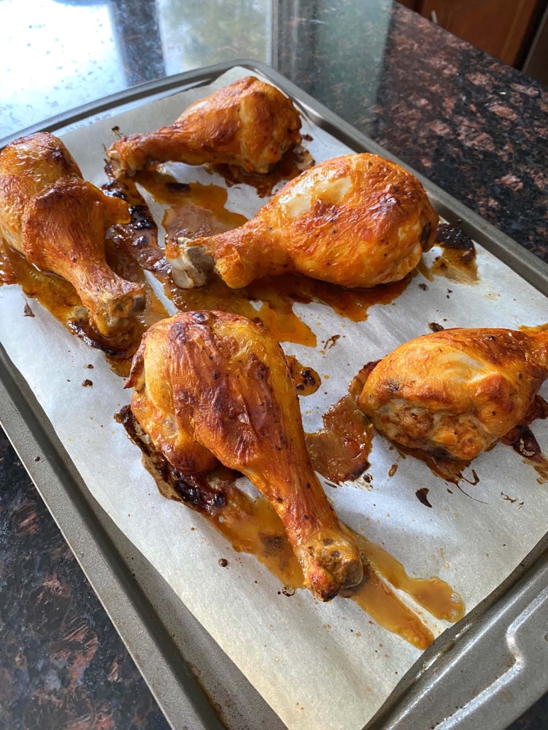 Buffalo Chicken Drumsticks on a baking sheet