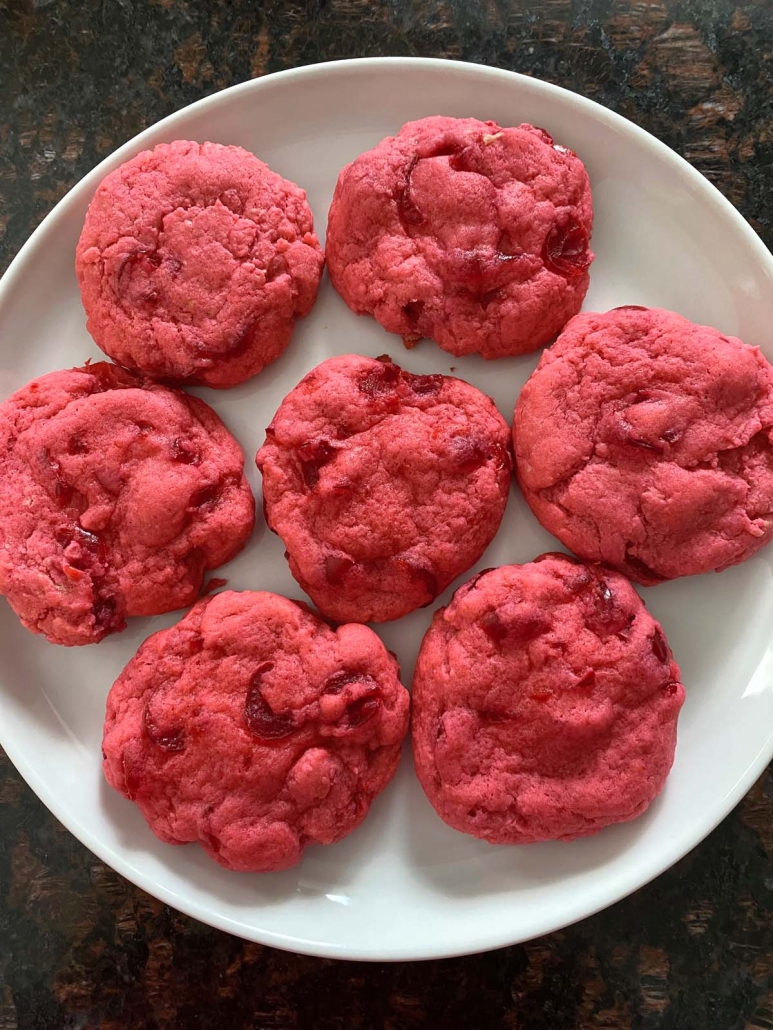 Maraschino Cherry Cookies on a plate