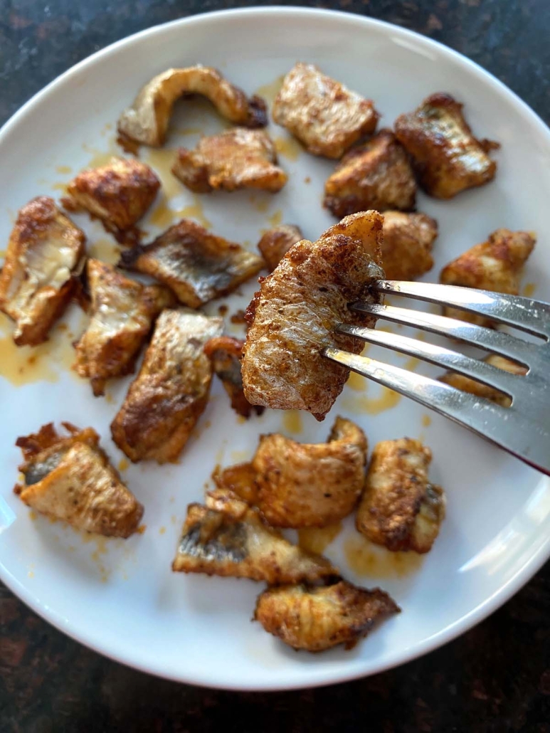 fork holding Baked Catfish Nugget